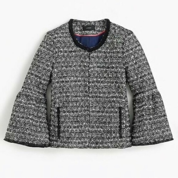 NWT J. Crew Lady Jacket in Black Sequin Tweed - Picture 3 of 9